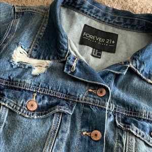 Forever 21 Plus Sz Distressed Denim Jacket